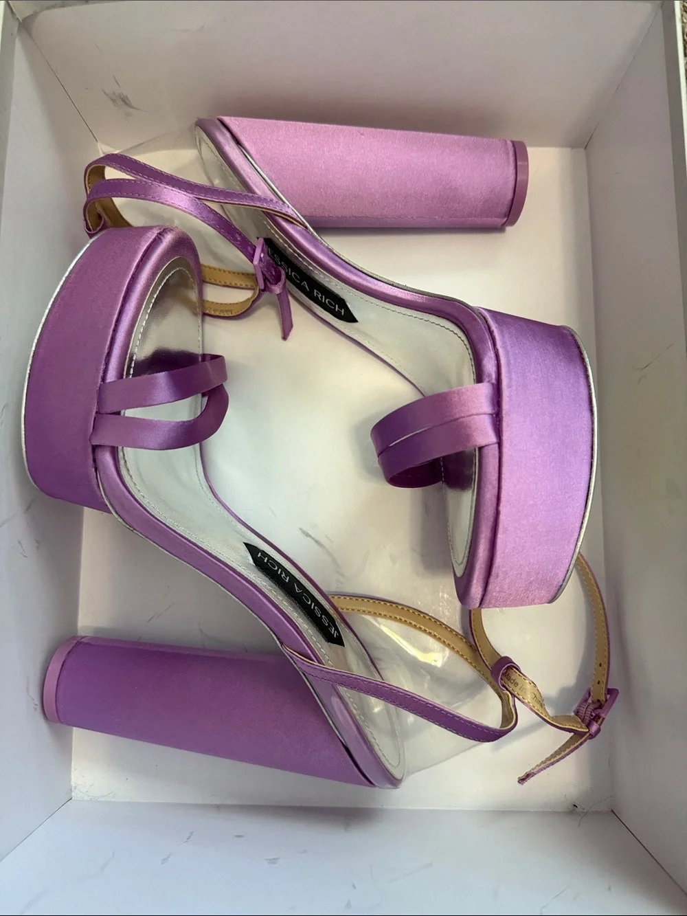 NWB! Jessica Rich - Love Purple Satin Platform Heels with Ankle Strap - Size 9